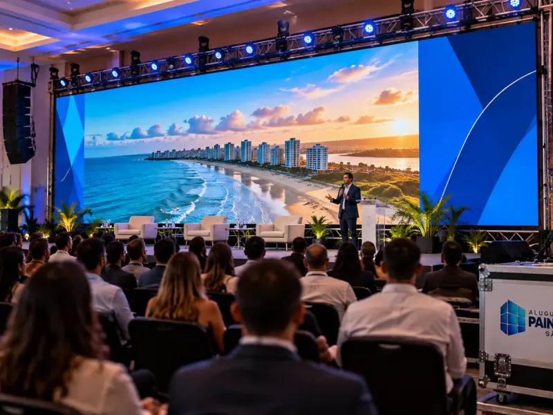 Aluguel Painel de LED São Luís — Cena ilustrativa: Telão de LED em auditório de convenções no Alto do Calhau, São Luís - MA