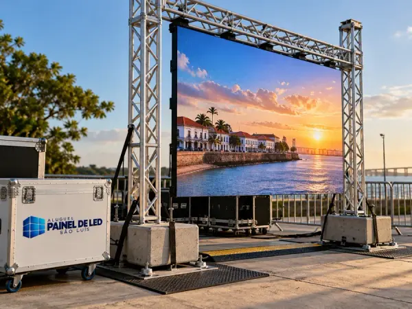 Aluguel Painel de LED São Luís — Cena ilustrativa: Estrutura de alumínio e base lastreada para sustentação de painel