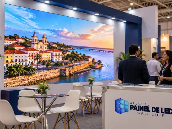 Aluguel Painel de LED São Luís — Cena ilustrativa: Painel de LED P2.6 embutido na parede de estande em feira em São Luís - MA