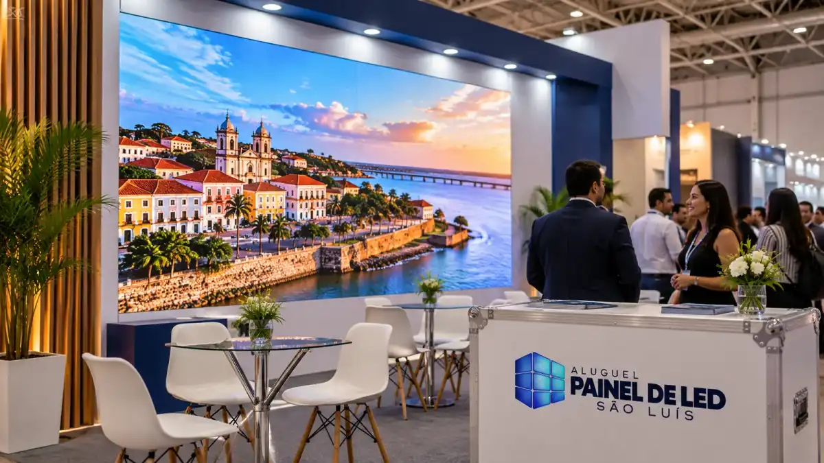 Aluguel Painel de LED São Luís — Cena ilustrativa: Painel de LED P2.6 embutido na parede de estande em feira em São Luís - MA