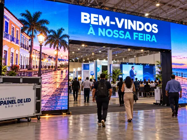Aluguel Painel de LED São Luís — Cena ilustrativa: Painel de LED de entrada em pavilhão de feira e exposição em São Luís - MA
