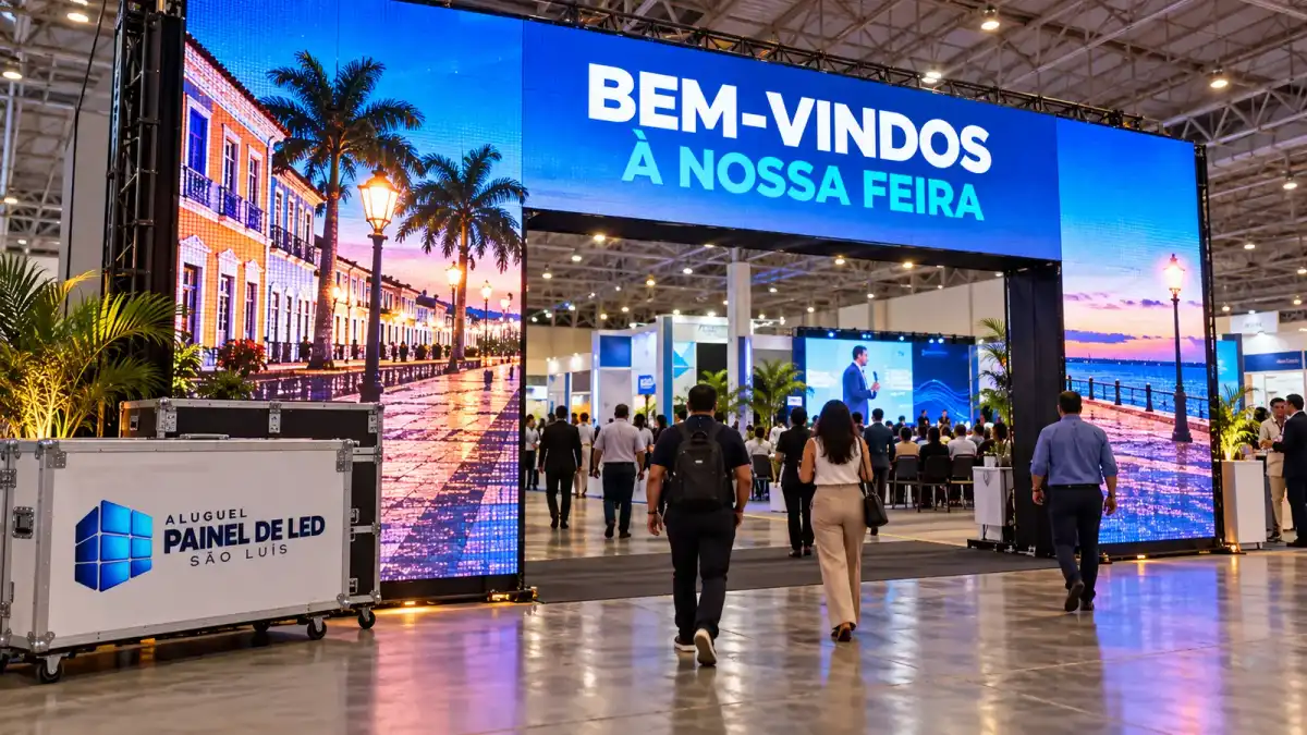 Aluguel Painel de LED São Luís — Cena ilustrativa: Painel de LED de entrada em pavilhão de feira e exposição em São Luís - MA