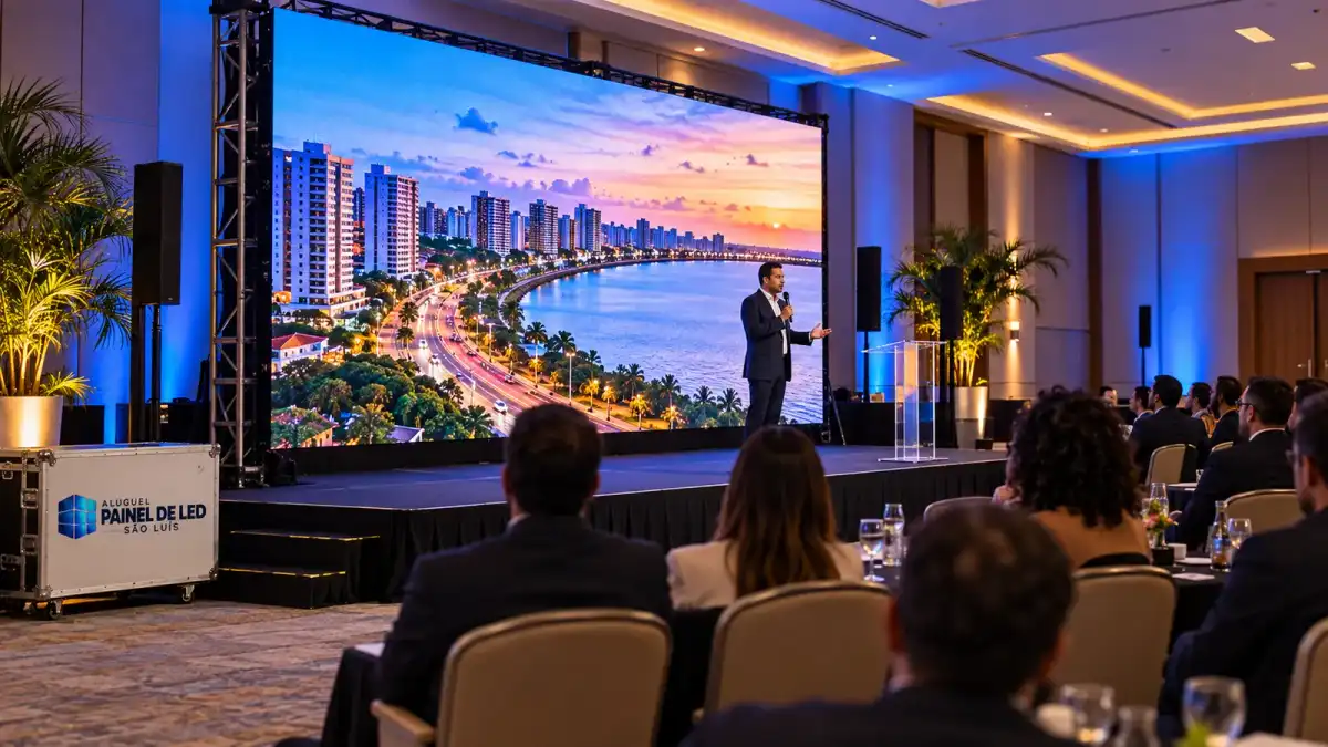 Aluguel Painel de LED São Luís — Cena ilustrativa: Painel de LED P2.6 em salão de hotel na Renascença, São Luís - MA