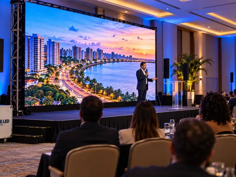 Aluguel Painel de LED São Luís — Cena ilustrativa: Painel de LED P2.6 em salão de hotel na Renascença, São Luís - MA
